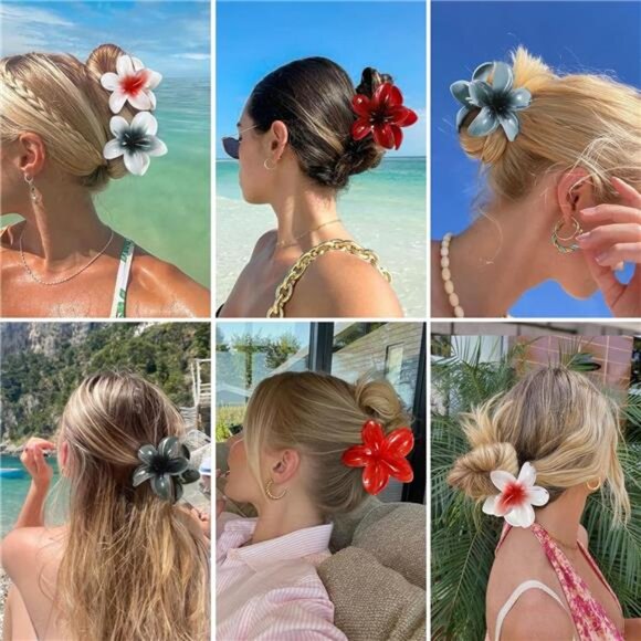 Flower Hair Clips 6 PCS Large Claw Clips for Thick Thin Hair Summer Vacation Gir - Picture 6 of 7